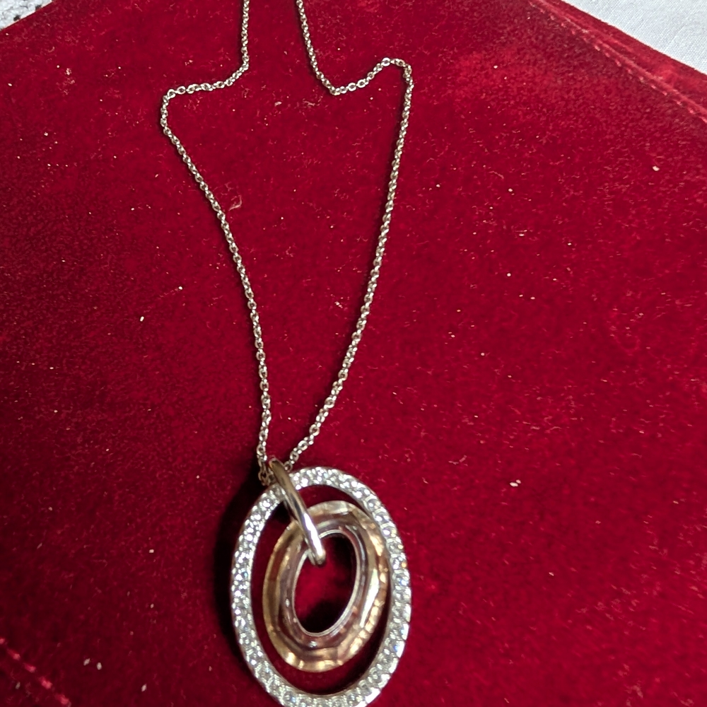 Swarovski Gold and Silver Necklace with Sparkling Pendant